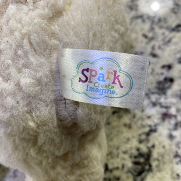 Spark Create Cream Baby Lamb Rattle Crinkle Ears Soft Eyes Stuffed Plush Toy 10" - Picture 10 of 11